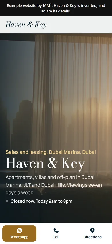 The Haven & Key website on a phone